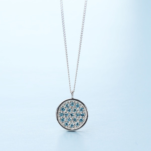 プラチナ900 ラボブルーダイヤ0.095ct パヴェネックレス PT900-N002BL / プラチナ900 ブルーダイヤモンド パヴェネックレス アクセサリー ギフト プレゼント