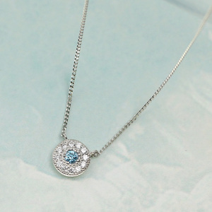 プラチナ900 ラボブルーダイヤ0.093ct メレネックレス PT900-N003BL / プラチナ900 ブルーダイヤモンド メレネックレス アクセサリー ギフト プレゼント