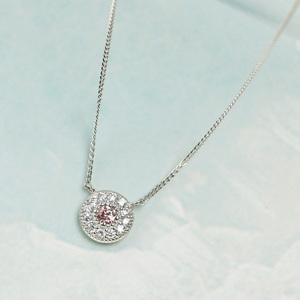 プラチナ900 ラボピンクダイヤ0.093ct メレネックレス PT900-N003PK / プラチナ900 ピンクダイヤモンド メレネックレス アクセサリー ギフト プレゼント