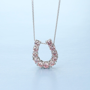プラチナ900 ラボピンクダイヤ0.363ct 馬蹄ネックレス PT900-N007PK[AM320] / プラチナ900 ピンクダイヤモンド 馬蹄ネックレス アクセサリー ギフト プレゼント