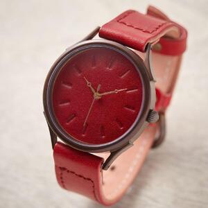 特産[近江牛革]で作るハンドメイドウォッチ サステナブルを時計から 文字盤・ベルトカラー:赤 WJ013X 赤-赤