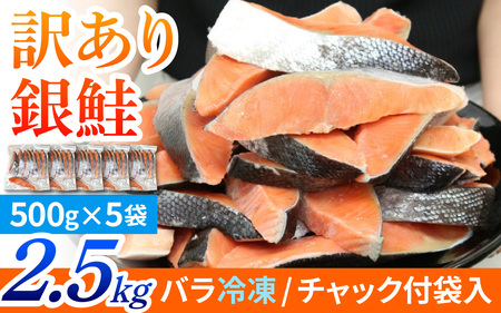 【訳あり品】 塩銀鮭 切身 2.5kg(500g×5パック) | 鮭切り身 鮭   