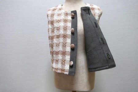 綿畑からそのまま 乳児用 白綿・茶綿・緑綿(鉄媒染)リバーシブルベスト(男女共用)