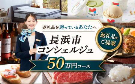 [長浜市コンシェルジュ]返礼品おまかせ!寄附額50万円コース 500000円 ウイスキー AMAHAGAN 酒 近江牛 サーモン エアウィーヴ アイス 米 ハンバーグ 皮 革 定期便 ギフト[AQXX015] コンシェルジュ 