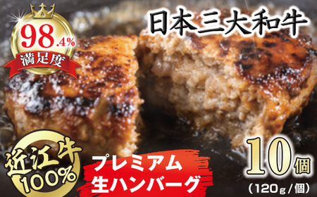 近江牛１００％　プレミアム生ハンバーグ1.2kg（約120g×10個）【FO19U】