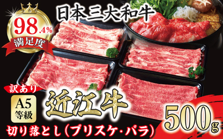 【訳あり】A5 近江牛切り落としスライス 食べ比べ ブリスケ＆バラ 500g【FO33U】