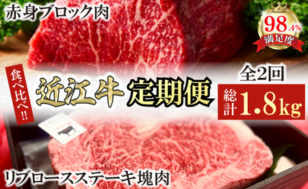 [定期便]近江牛定期便 塊肉 ブロック肉赤身霜降り食べ比べ 全2回[FO47U]