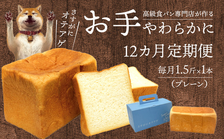 [定期便]お手やわらかに 12本 定期便 12回 食パン パン お手やわらかに 月1回 1本 1.5斤 計 12本 百花蜂蜜 国産バター 使用 焼き上げ 冷蔵 発送