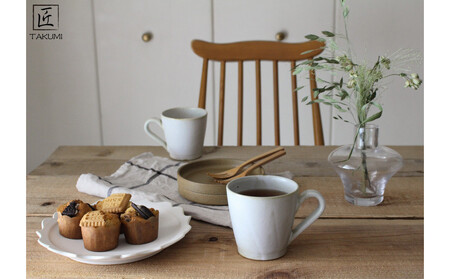 匠 －TAKUMI－ 【信楽焼】流し釉マグカップペア（2個）（アイボリー） mu-014