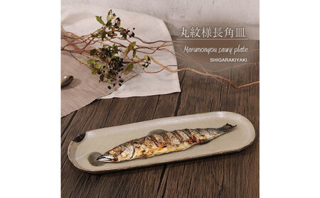 信楽焼 山逢い楕円長皿(大) サンマ皿 陶器[丸紋様]