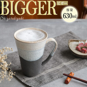 信楽焼 ビアジョッキ ソリ型マグカップ 630ml（潮騒黒）