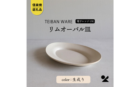 [信楽焼・明山]リムオーバル皿 L(生成り)s18-di19-A7