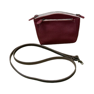 革・ダブルポシェット ミニ[ワイン]