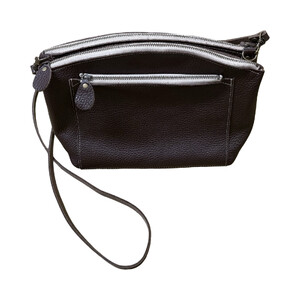 革・ダブルポシェット ラージ[チョコ]