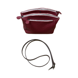 革・ダブルポシェット ラージ[ワイン]