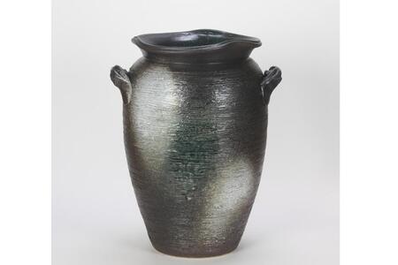 [信楽焼]青窯変壷型 傘立 (534-05)
