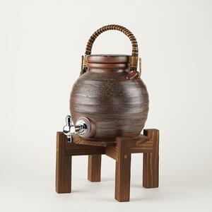 [信楽焼] 灰釉手付サーバー (コルク栓付/台付)(548-03)