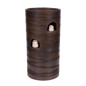 【信楽焼】 ニコニコふくろう 傘立 (528-02)