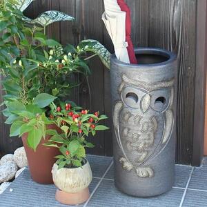 信楽焼 黒ぼかしふくろう傘立て