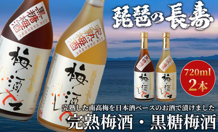 池本酒造 琵琶の長寿 完熟梅酒・黒糖梅酒セット 720ml×2本[高島屋選定品]