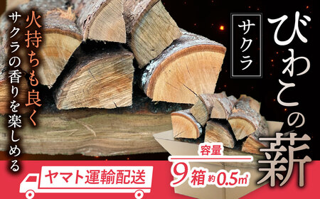 びわこの薪(サクラ薪×9箱) 株式会社ジンジ 滋賀県 東近江市 AO-B03 薪 サクラ 9箱 ストーブ 焚き火 キャンプ アウトドア BBQ