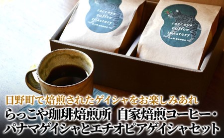 らっこや珈琲焙煎所 自家焙煎コーヒー・パナマゲイシャとエチオピアゲイシャセット コーヒー豆