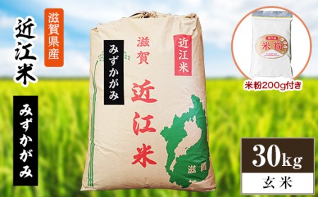 令和3年産　近江米みずかがみ30kg(玄米)　米粉200g付き【1240992】