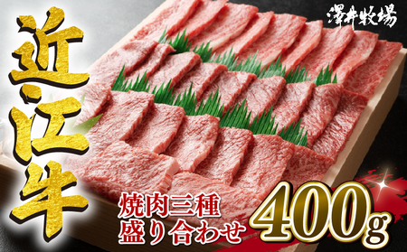 近江牛 牛肉 焼肉 三種 盛り合わせ 400g ( 近江牛焼肉 霜降り近江牛 赤身近江牛 和牛近江牛 国産近江牛 和牛近江牛 ブランド 和牛近江牛 三大和牛近江牛 三大和牛近江牛 黒毛和牛近江牛 黒毛 和牛 近江牛 和牛 滋賀県近江牛 和牛 竜王町 近江牛 和牛 産地直送 和牛 澤井牧場近江牛 和牛 )