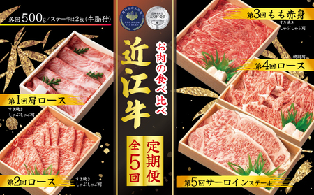 [定期便5回] 近江牛 食べ比べ 各500g 5ヶ月