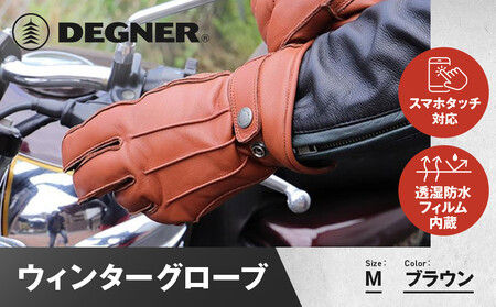 【デグナー】ウィンターグローブ [WG-34]ブラウン〈Mサイズ｜京都 バイクギア 人気ブランド レザーアイテム ﾊﾞｲｸ