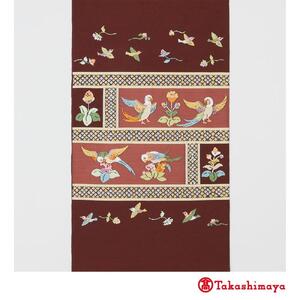 [龍村美術織物]龍村錦帯 袋帯 木画インコ エンジ[高島屋選定品]
