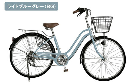 完成品でお届け！26インチ 自転車 SHIMANOパーツ シャトル シマノ 外装6段変速 シティサイクル LEDライト 変速付き 安全基準BAA付き おしゃれ オリジナル《7月中旬頃発送》［京都 自転車 シティサイクル 人気 おすすめ スポーツ アウトドア ツーリング ブランド メーカー お取り寄せ 通販 送料無料 ふるさと納税］SHUTTLE-FBSH266OL【ライトブルーグレー（BG）】