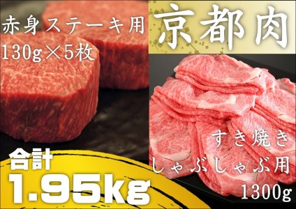 [銀閣寺大西]京都肉ステーキ(650g)&すき焼き・しゃぶしゃぶ用(1300g)