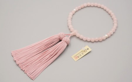【神戸珠数店】〈京念珠〉女性用数珠 紅水晶 淡水真珠入り【数珠袋付き】