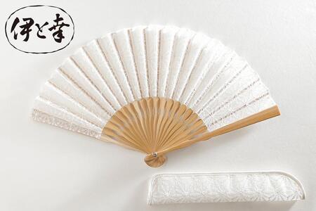 [伊と幸][白生地の老舗が贈る]透扇子(麻の葉文様・白)