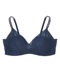 【ウンナナクール】364 レース＜Mサイズ＞ネイビー1枚｜京都 ワコール インナーブランド ラクときれいを叶えるノンワイヤーブラジャー 人気