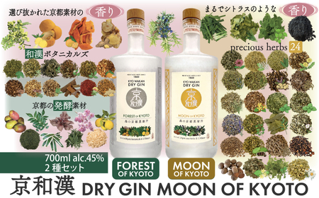 森の京都蒸溜所 クラフトジン2本セット(700ml×2本) ふるさと納税 福知山市 酒 ジン クラフト 飲み比べ FOREST MOON 和漢植物 ハーブ 香り 芳醇 味わい ジントニック ソーダ 癒し 贅沢 リラックス 健康 安らぎ [fc-DR003][Natural Spirits 株式会社]