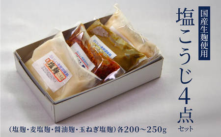 [国産生麹使用] 発酵調味料 4点セット 塩麹・麦塩麹・醤油麹・玉ねぎ塩麹 各200〜250g