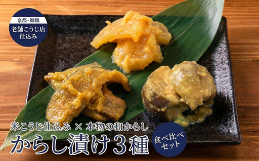 からし漬け 3種 240g 食べ比べ セット 漬物 こなす・しいたけ・たくあん