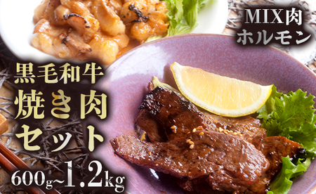 A5ランク 黒毛和牛 味付け肉とホルモンセット 合計1.2kg : 6〜8人前 A5 黒毛 和牛 牛肉 BBQ バーベキュー ホルモン 牛ホルモン 2種類 セット 焼き肉セット 熨斗 ギフト 贈り物 贈答用 プレゼント お歳暮 お歳暮