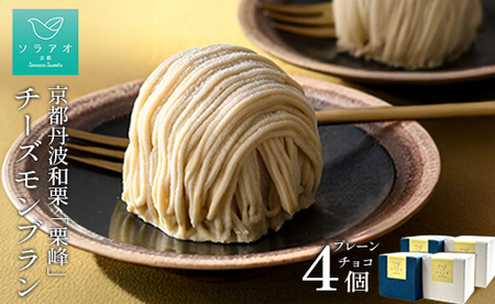 京都丹波栗 「栗峰」 チーズモンブラン 4個 (プレーン・チョコ) | ふるさと納税 ソラアオ チーズ モンブラン