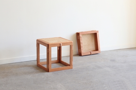木製折り畳み椅子「patol stool(ロータイプ)」 籐張り スツール 椅子 いす チェア おしゃれ 木製 無垢 無垢材 折りたたみ