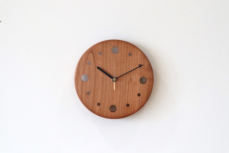 掛時計(ブラックチェリー・黒針) 時計 ウォールクロック 木製 無垢 無垢材 おしゃれ デザイン デザイナーズ時計 【uj-CY002-B】【平山日用品店】