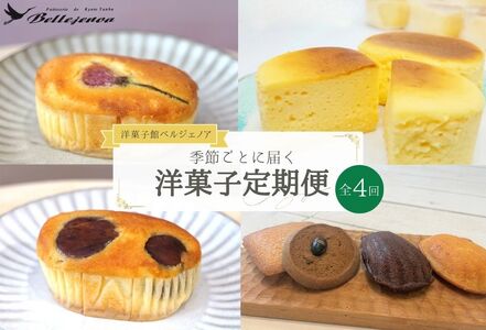 [4回定期便][洋菓子館ベルジェノア]季節ごとに届く洋菓子定期便