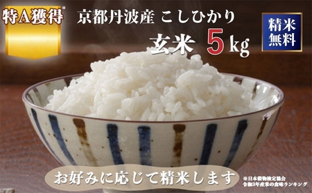 令和7年産 京都丹波産 こしひかり 5kg 精米 玄米
