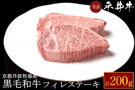 平井牛 A5 フィレ ステーキ 2枚 計200g 希少 京都肉 冷凍 真空 牛肉 国産牛肉