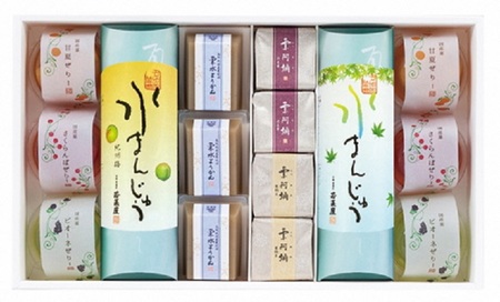 [京都栗菓匠 若菜屋]期間限定 涼菓詰合せ 4号 [国産菓ぜりー 水まんじゅう 栗水ようかん 栗阿彌][夏 贈答 甘夏 さくらんぼ ピオーネ 紀州梅 ようかん 渋皮栗 栗納豆]◇