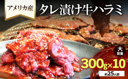 アメリカ産タレ漬け牛ハラミ 大容量(約25人前) 300g×10 牛肉 焼肉 焼き肉 アウトドア BBQ