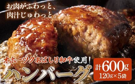 [網走産][オホーツクあばしり和牛]ハンバーグ・総重量 600g(120g×5個) [ ふるさと納税 人気 おすすめ ランキング 牛ハンバーグ オホーツクあばしり和牛 和牛100% 北海道 網走市 送料無料 ]