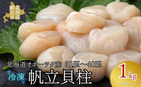 北海道オホーツク産 冷凍帆立貝柱 31玉〜40玉 500g×2 [ ふるさと納税 人気 おすすめ ランキング ホタテ ほたて 帆立 貝柱 ホタテ貝柱 ほたて貝柱 帆立貝柱 刺身 ホタテ刺身 刺身ホタテ ほたて刺身 刺身ほたて 帆立刺身 魚介 魚介類 海鮮 小分け 天然 オホーツク 北海道 網走市 送料無料 ] ABR006 